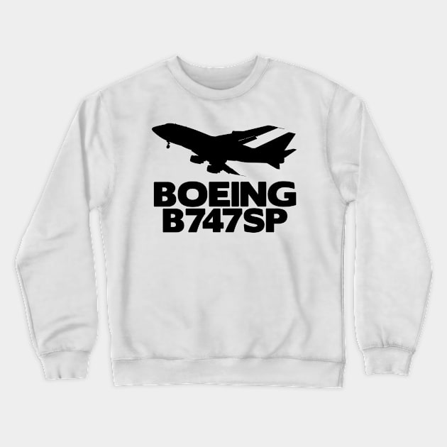 Boeing B747SP Silhouette Print (Black) Crewneck Sweatshirt by TheArtofFlying